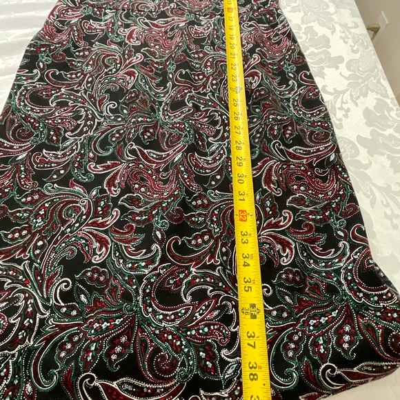 Land's End Size 10 Tank Sheath Dress Pockets Red Green Black Paisley - Picture 9 of 12